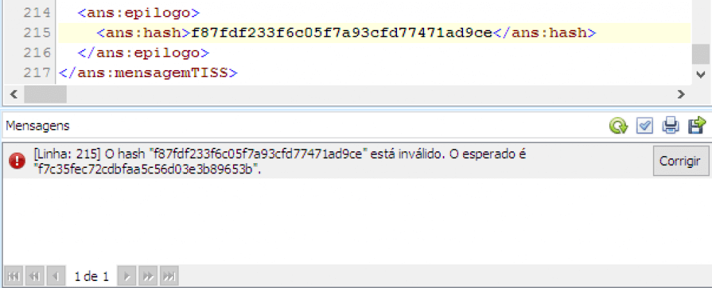 Correção automática de hash MD5 no Validador TISS